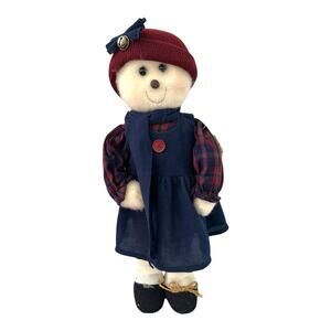 Crazy Mountain Christmas Decor Standing Doll Snowman Blue Vintage 1996